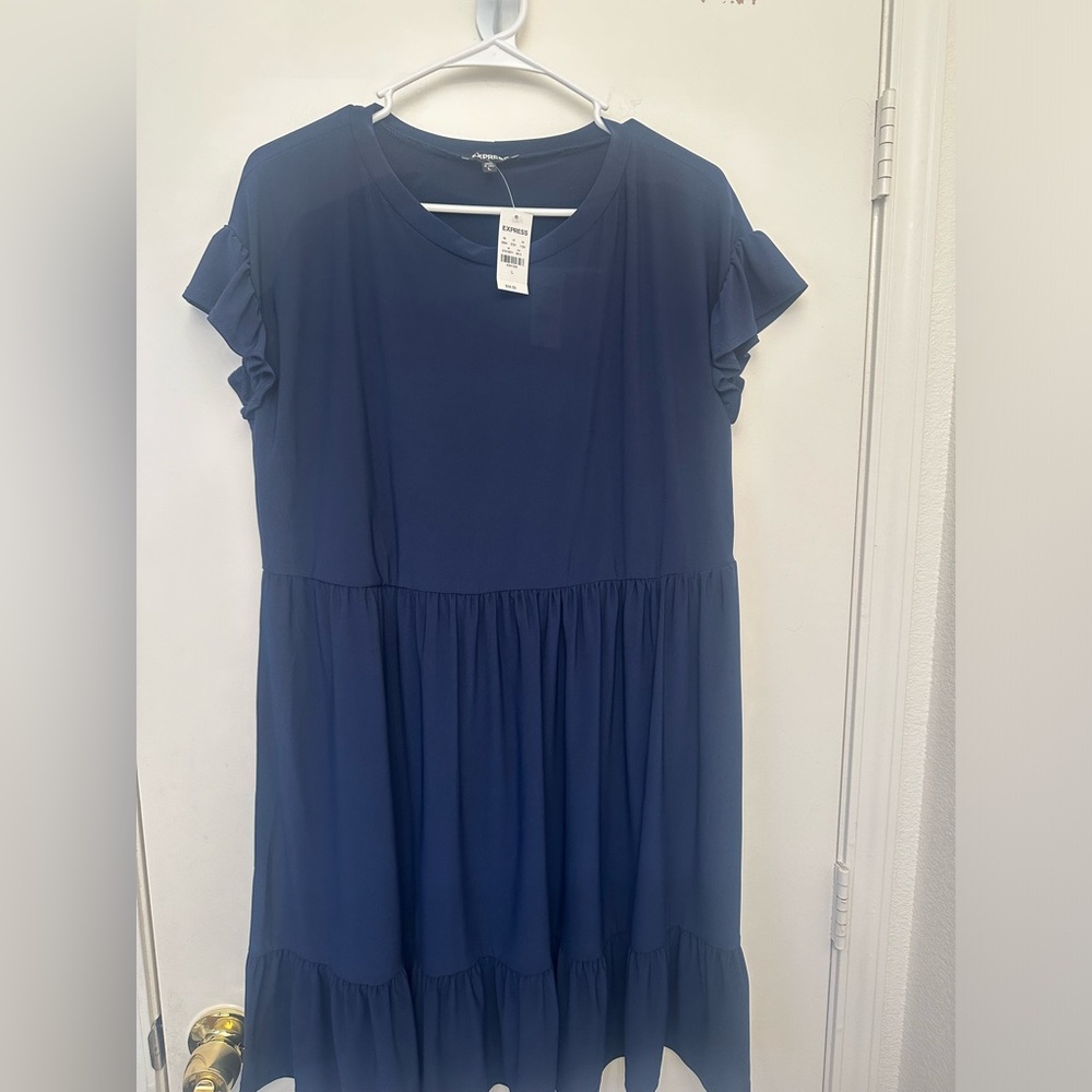 Express Crew Neck Ruffle mini babydoll dress ( NWT)